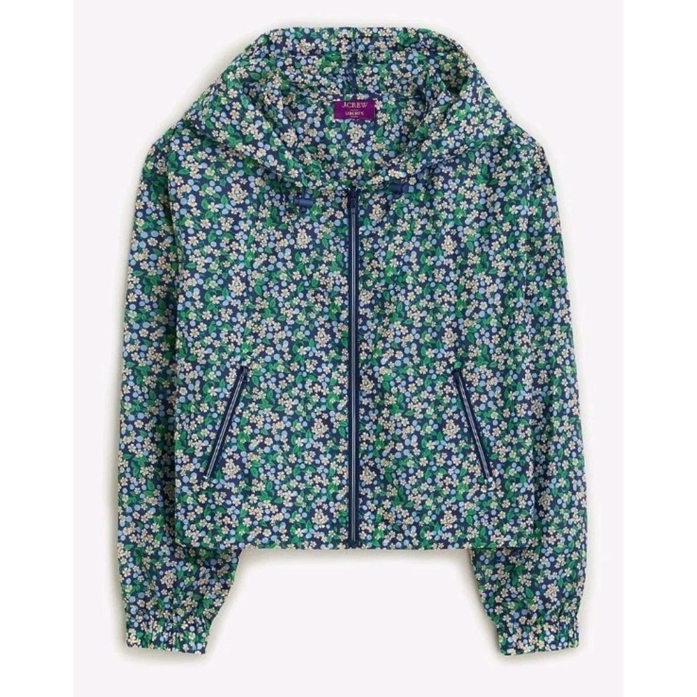 J.Crew Active Anorak in Blue Floral Berry Liberty Fabric Size M  Windbreaker